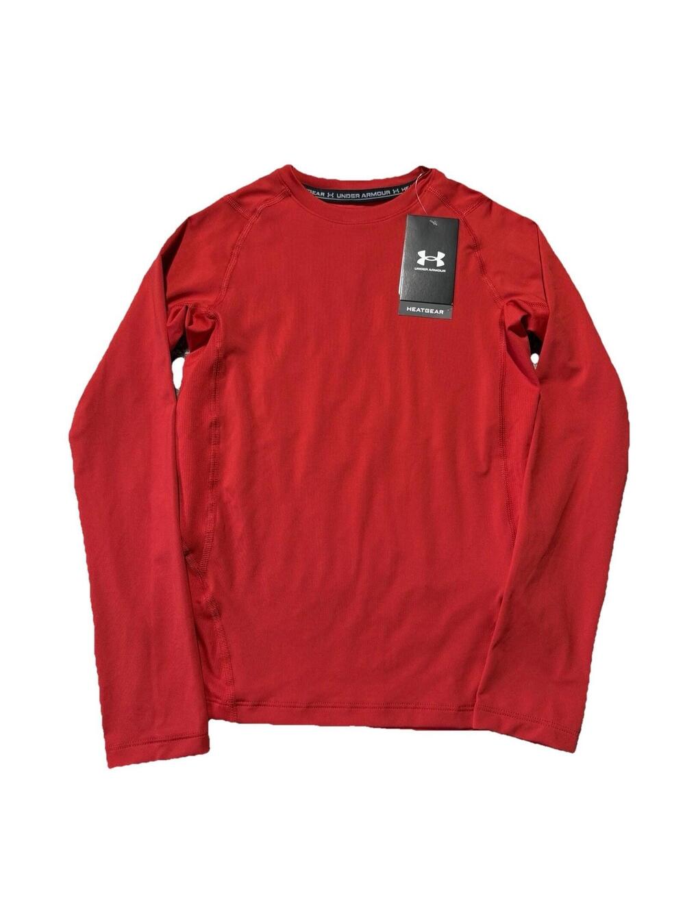 NWT Under Armour Boys' HeatGear Long-Sleeve T-Shirt Red Size Youth Medium